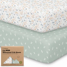 2-Pack Isla [Protect ] Waterproof Crib Sheets (Prairie)