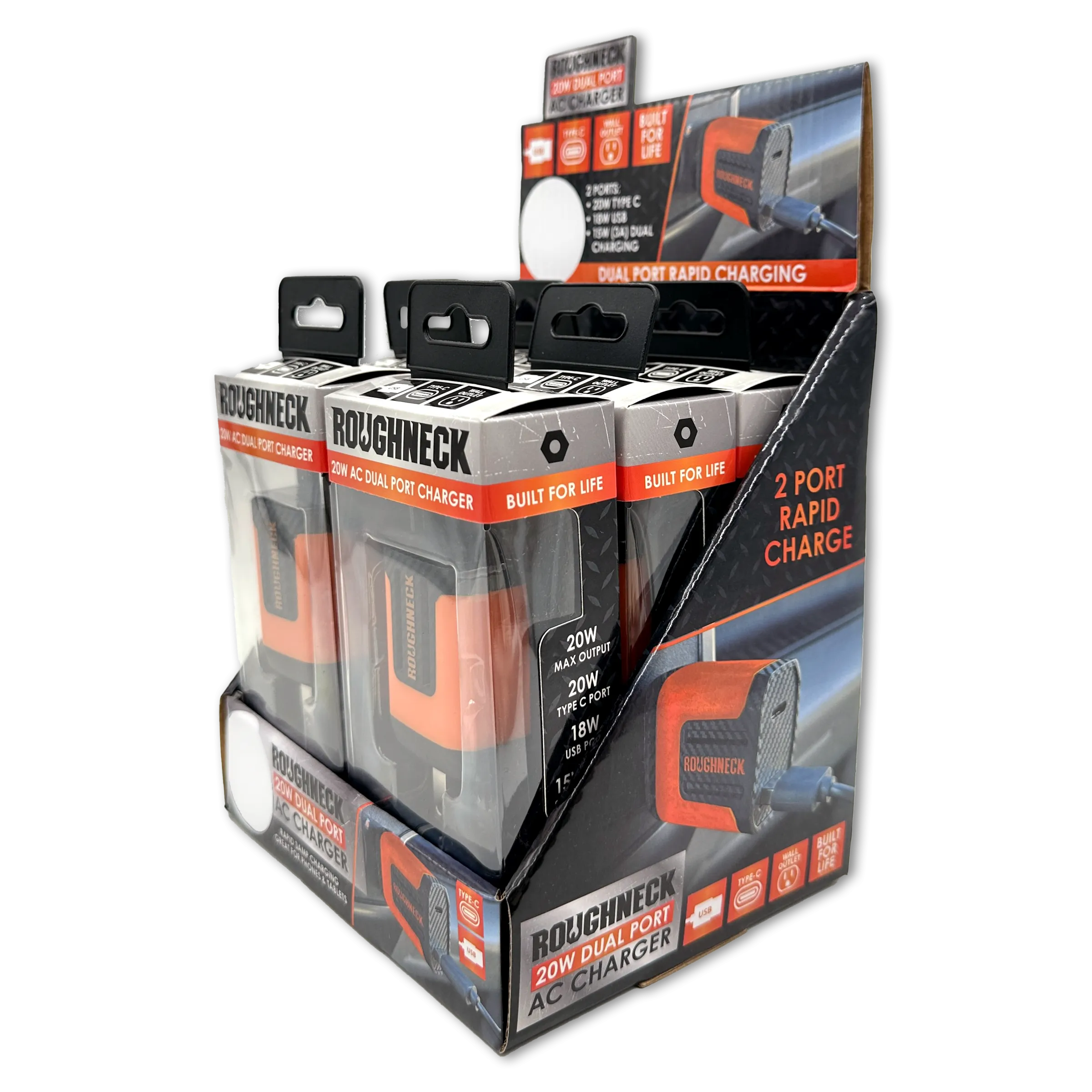 AC Wall Charger Dual Port USB / USB-C 20 Watts - 6 Pieces Per Retail Ready Display 23689MND