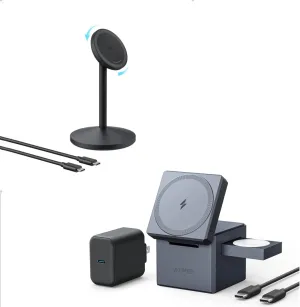 Anker 3-in-1 Cube with MagSafe & Anker MagGo Wireless Charger (Stand)