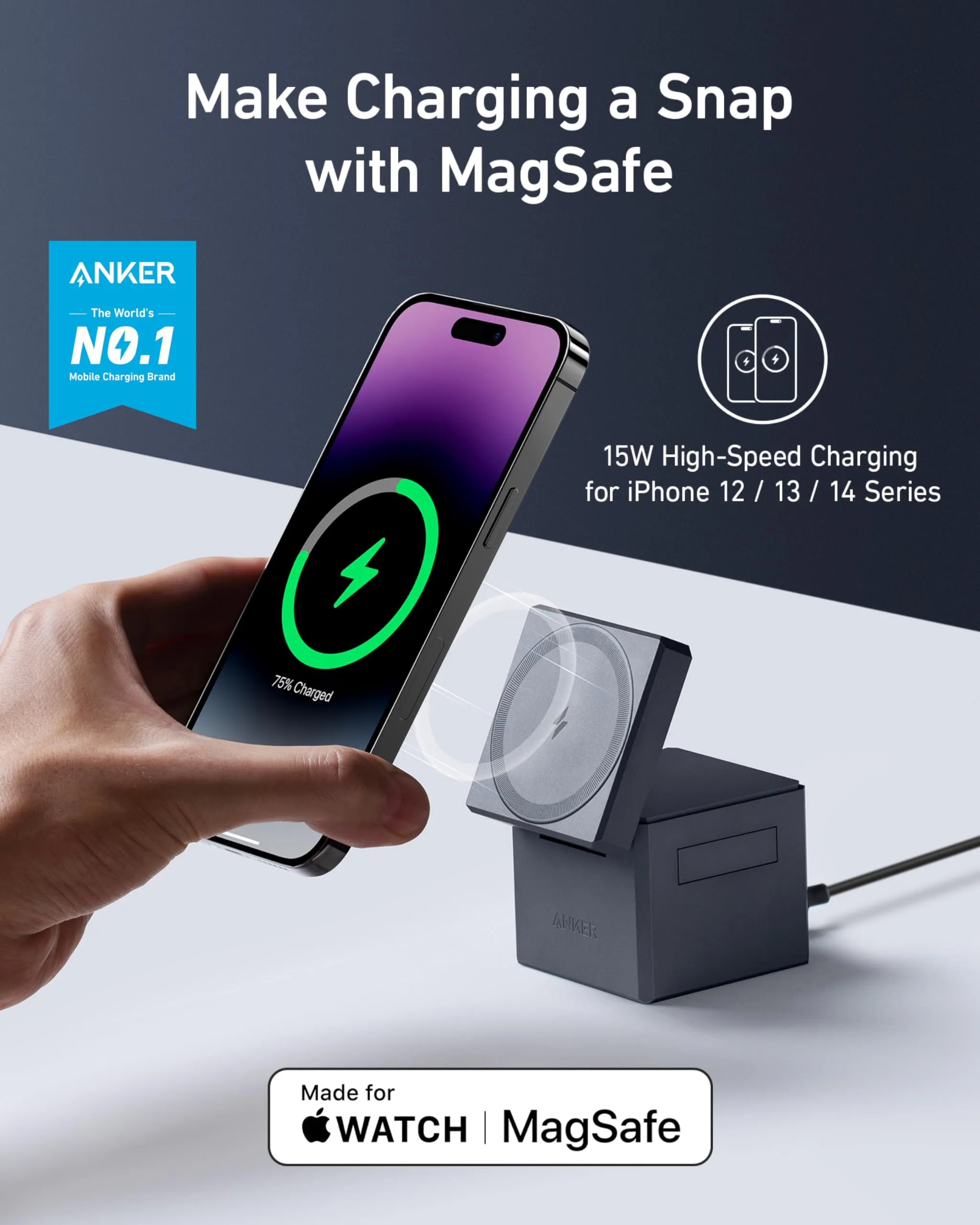 Anker 3-in-1 Cube with MagSafe & Anker MagGo Wireless Charger (Stand)