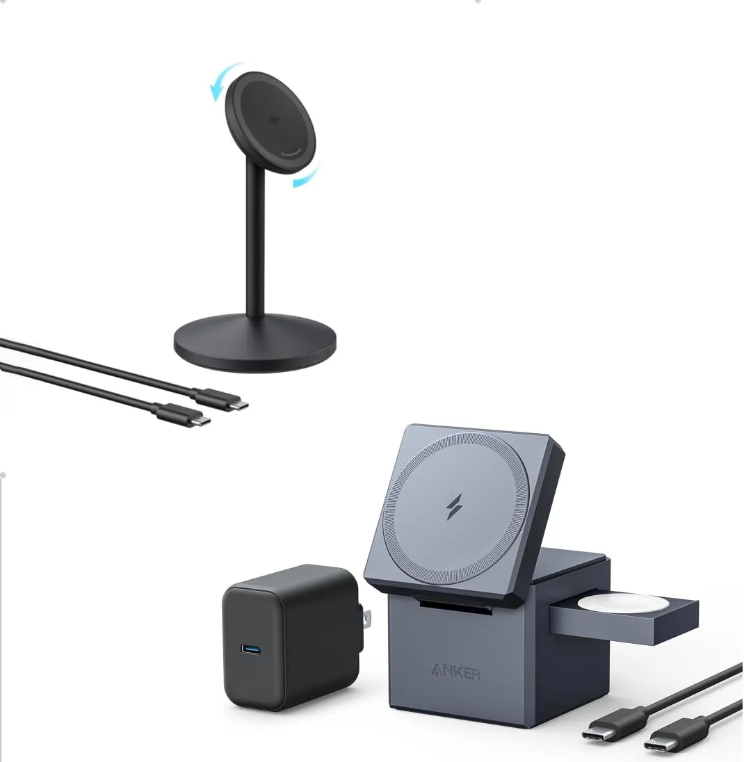 Anker 3-in-1 Cube with MagSafe & Anker MagGo Wireless Charger (Stand)