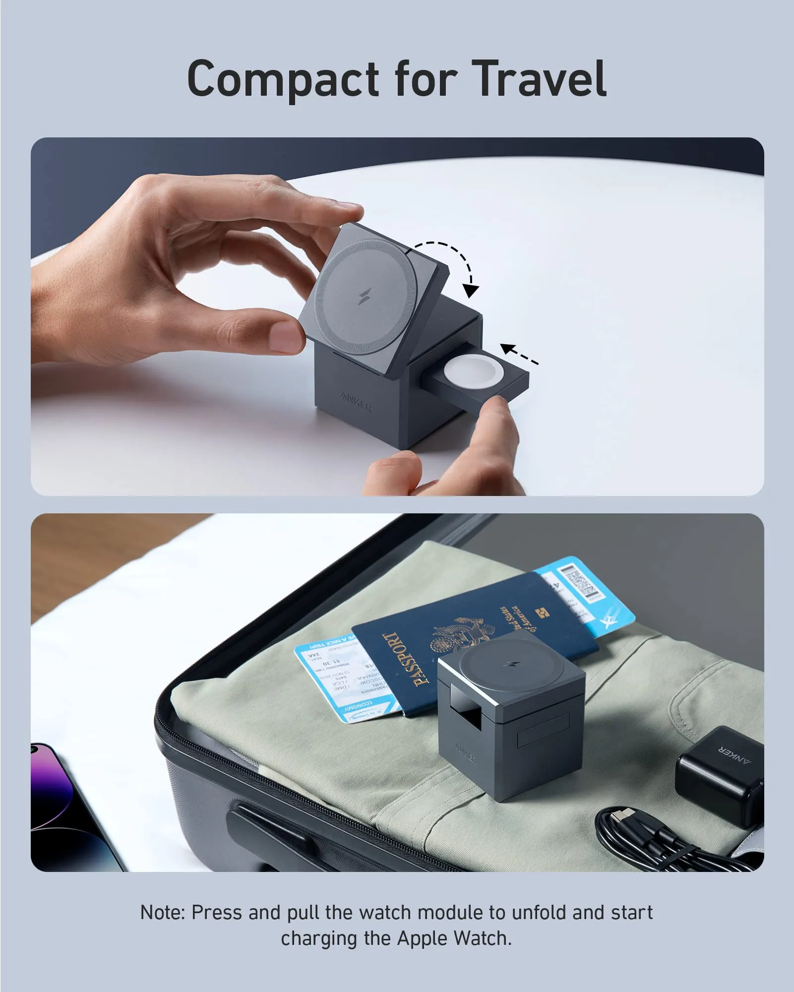 Anker 3-in-1 Cube with MagSafe & Anker MagGo Wireless Charger (Stand)