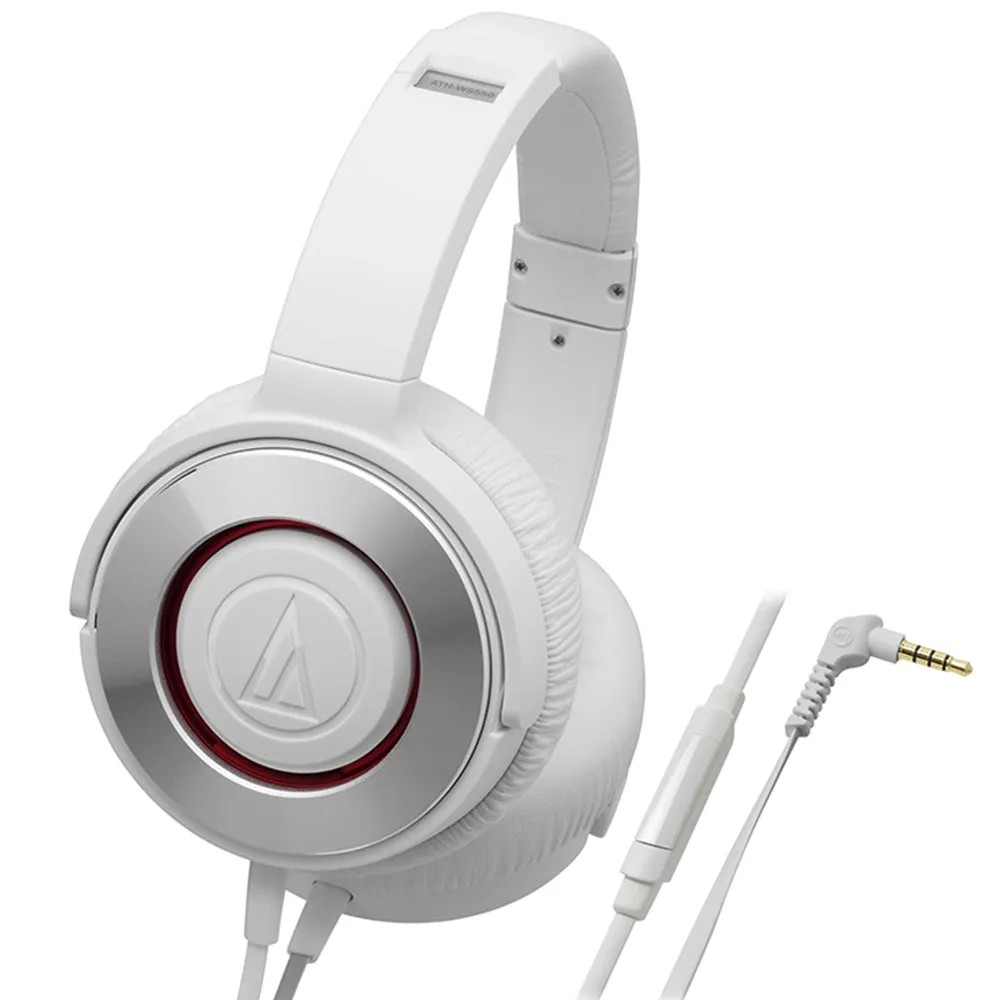 Audio-Technica ATH-WS550iS White Solid Bass with In-Line volume Controls