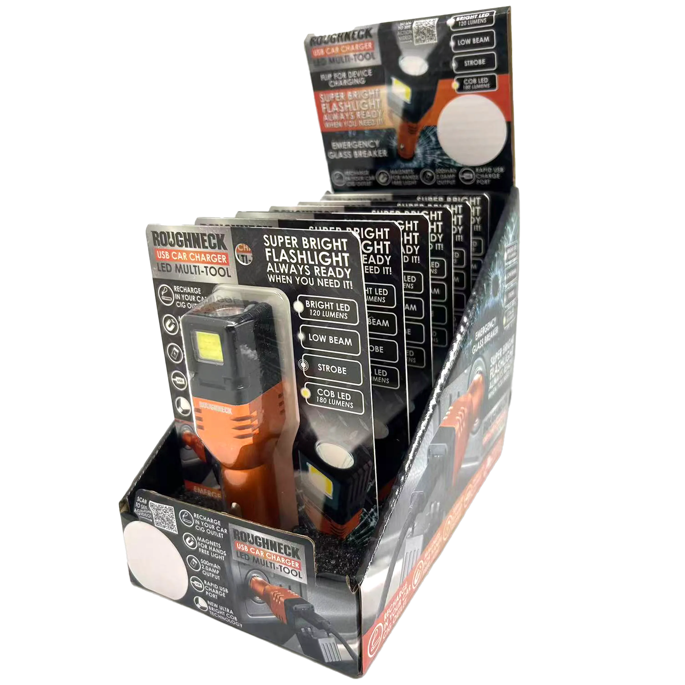 Car Charger  DC Dual Port USB / USB-C with Flashlight - 6 Pieces Per Retail Ready Display 23693