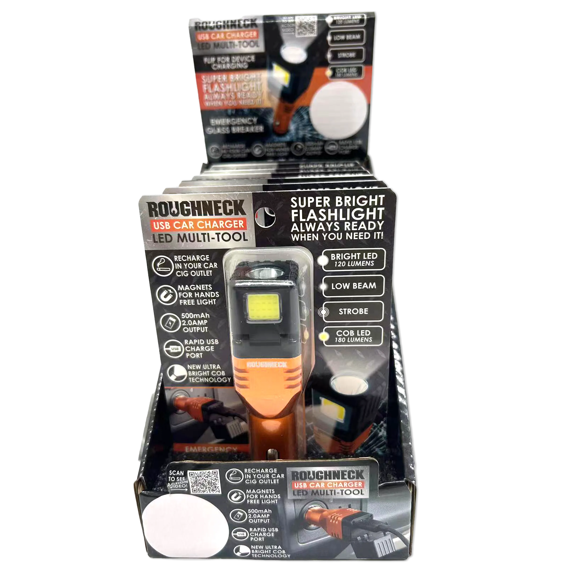Car Charger  DC Dual Port USB / USB-C with Flashlight - 6 Pieces Per Retail Ready Display 23693