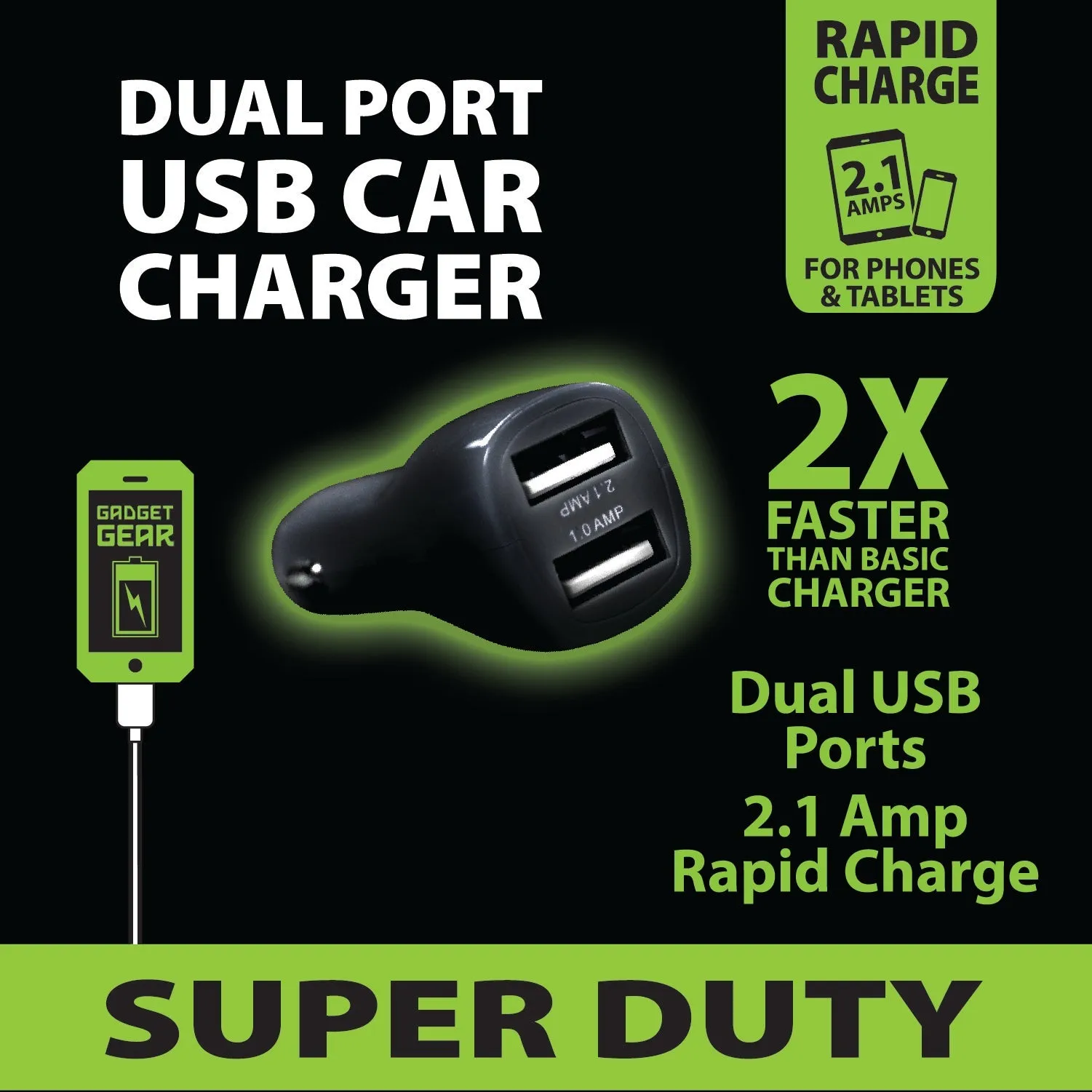 Car Charger with Dual USB Ports 2.1 Amp - 3 Pieces Per Pack 20515