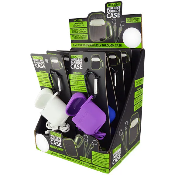 Earbud Case Silicone with Carabiner Clip - 8 Pieces Per Retail Ready Display 25032