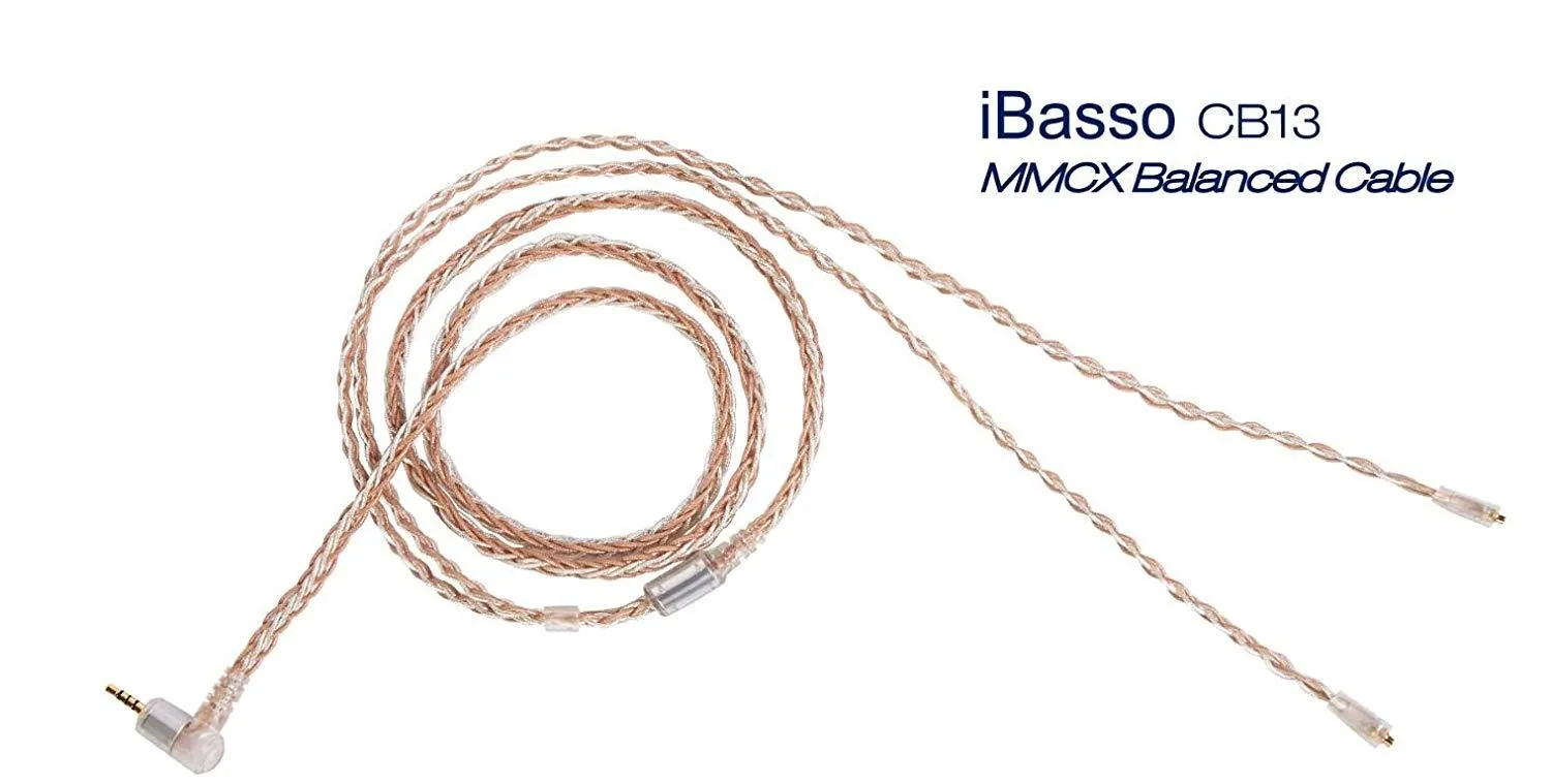 iBasso CB13 MMCX Monocrystal Silver & Copper Braided Balanced Cable for IT03 in Ear Monitor (IEM) Headphones