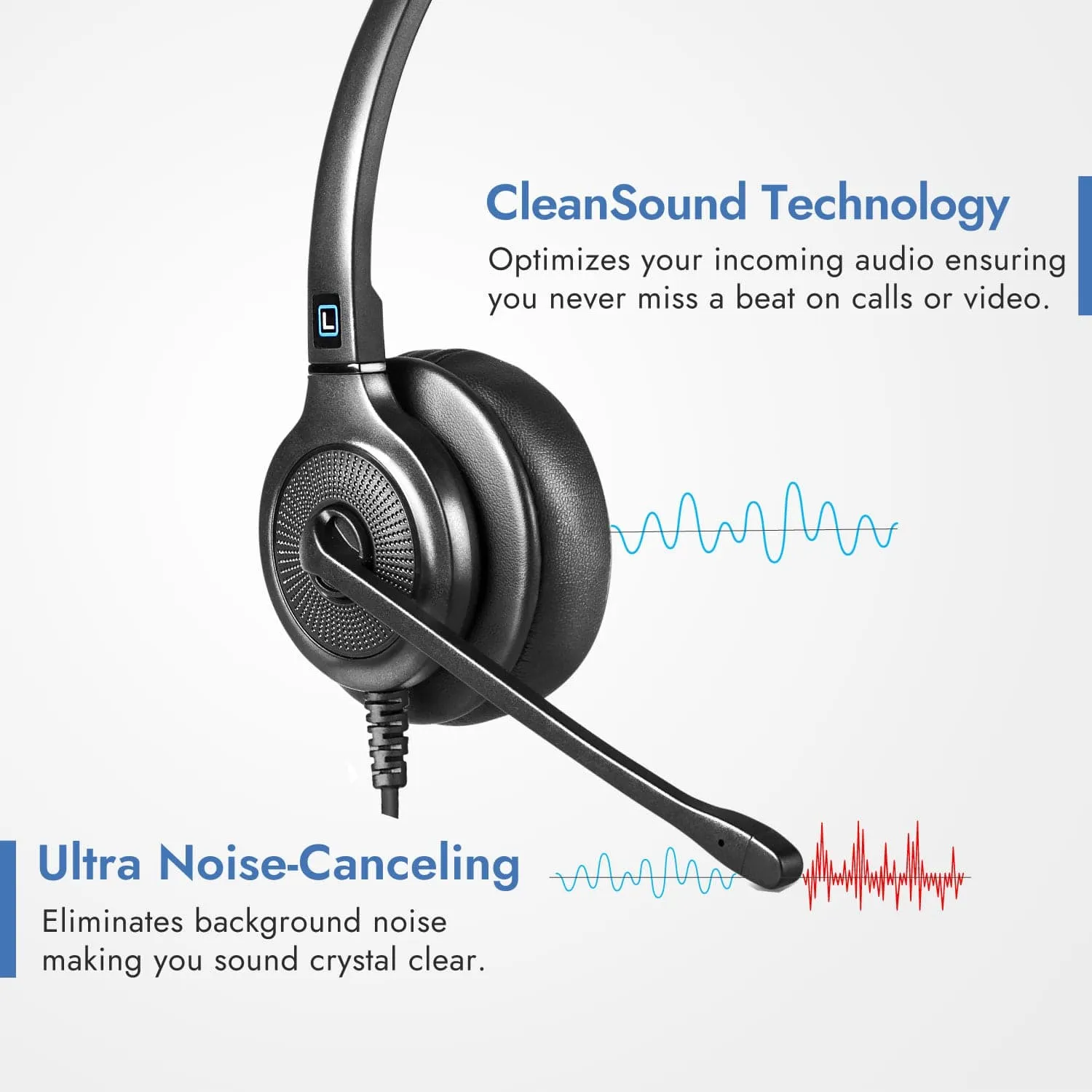 Leitner LH240XL Headset for Cordless Home Phones (2.5mm)