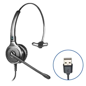 Leitner LH250 Single-Ear USB Headset with Ultra Noise-Canceling Microphone