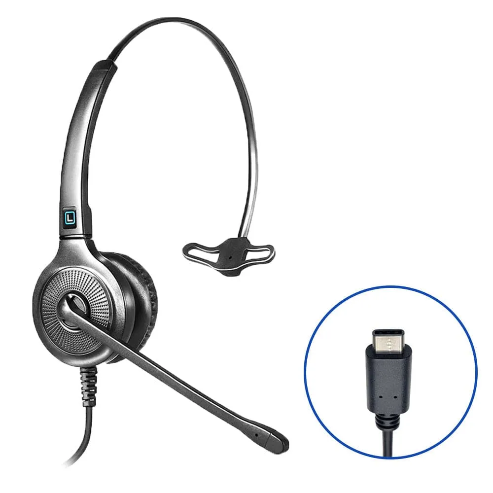 Leitner LH250 Single-Ear USB Headset with Ultra Noise-Canceling Microphone