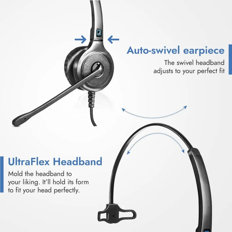 Leitner LH250 Single-Ear USB Headset with Ultra Noise-Canceling Microphone