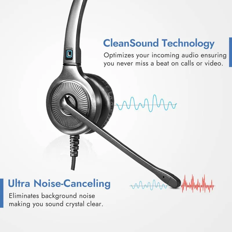 Leitner LH250 Single-Ear USB Headset with Ultra Noise-Canceling Microphone
