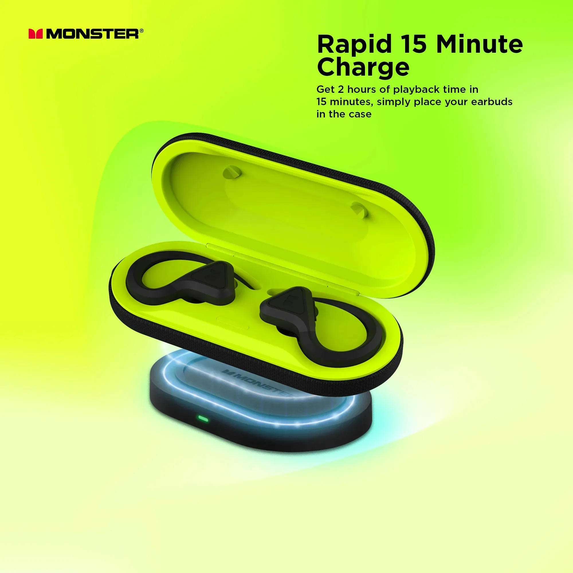 Monster 2MNTW0395B0L2 DNA Fit 2.0 Wireless Bluetooth Earbuds - Noise Cancelling Earbuds with Wireless Charging Case, Built-in Microphone, ANC & Water Resistance