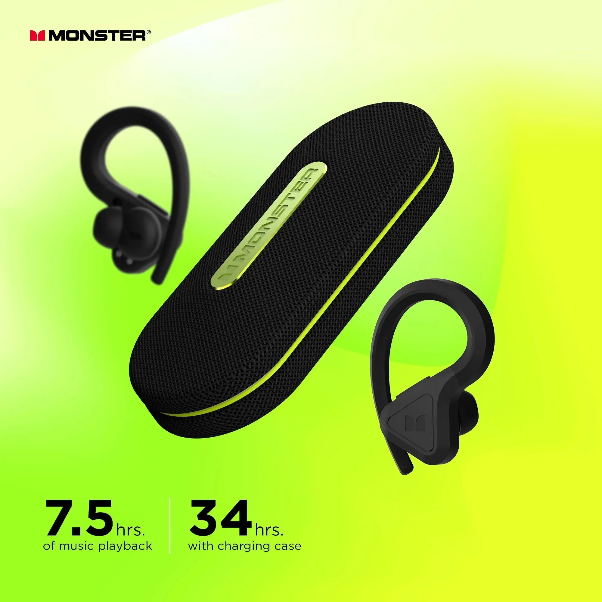 Monster 2MNTW0395B0L2 DNA Fit 2.0 Wireless Bluetooth Earbuds - Noise Cancelling Earbuds with Wireless Charging Case, Built-in Microphone, ANC & Water Resistance