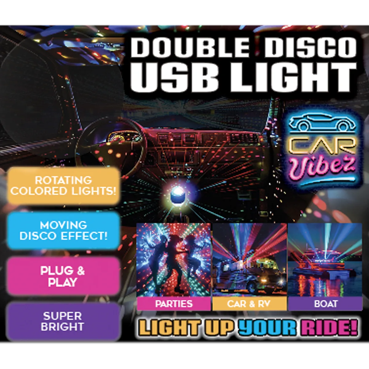 Mood Light USB Double Disco Ball - 6 Pieces Per Retail Ready Display 25344