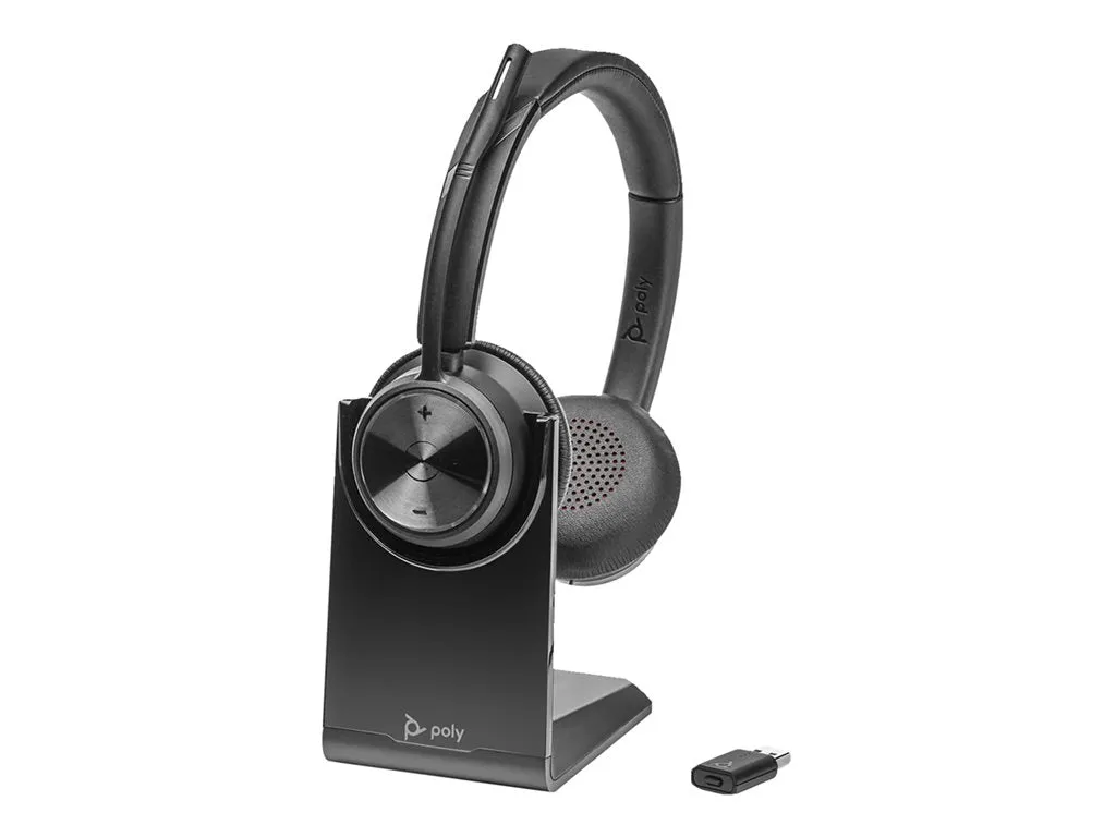 Poly Savi 7320 UC - Savi 7300 series - headset - on-ear - DECT - wireless - USB-A via DECT adapter - black 8L549AA#ABA