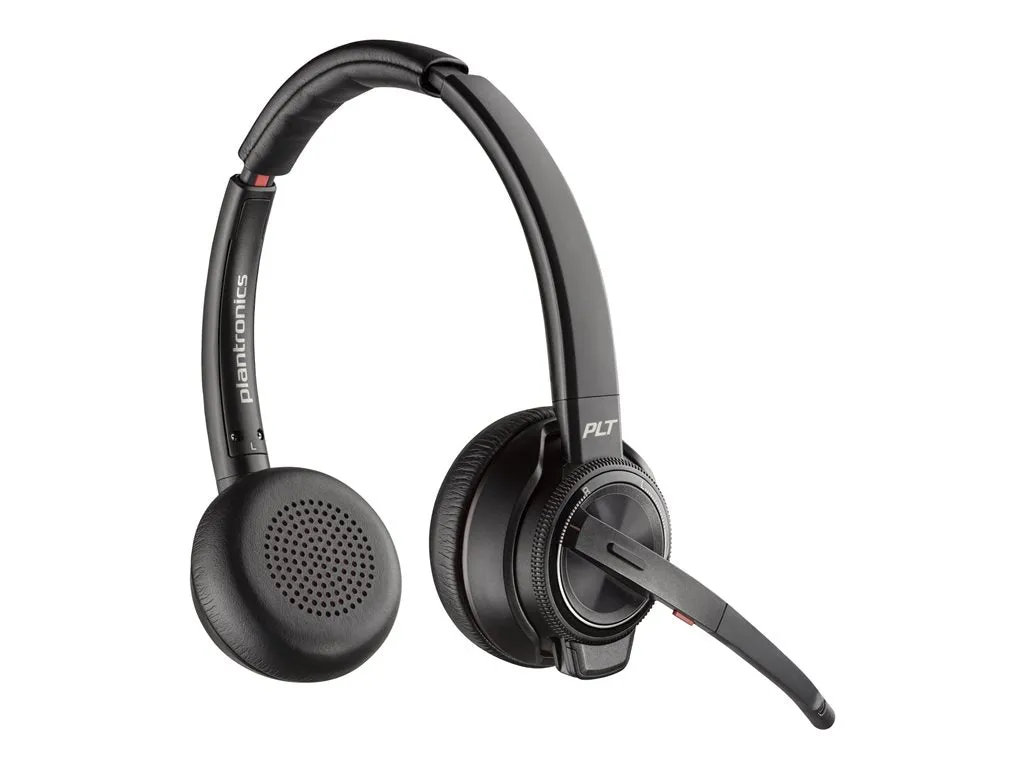 Poly Savi 8220 Office - Savi 8200 series - headset - on-ear - DECT - wireless - active noise canceling - black - TAA Compliant 7S4B5AA#ABA