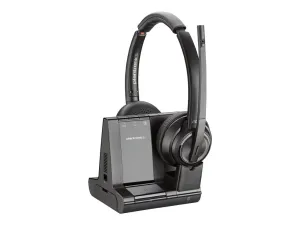 Poly Savi 8220 Office - Savi 8200 series - headset - on-ear - DECT - wireless - active noise canceling - black - TAA Compliant 7S4B5AA#ABA