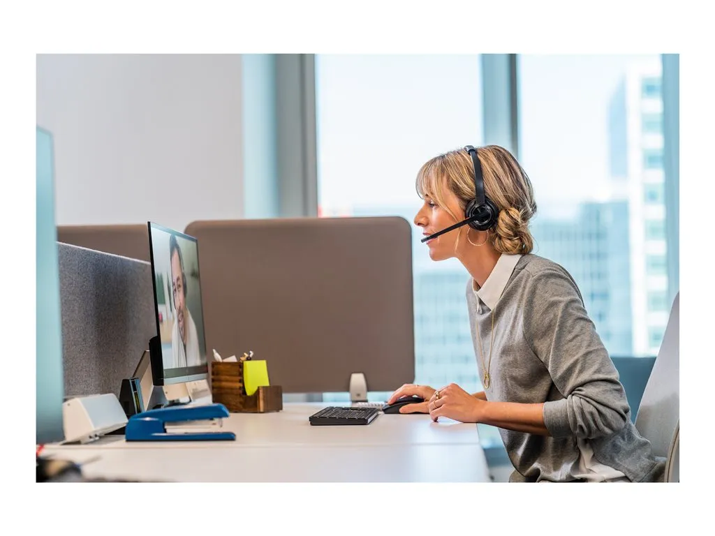 Poly Savi 8220 Office - Savi 8200 series - headset - on-ear - DECT - wireless - active noise canceling - black - TAA Compliant 7S4B5AA#ABA