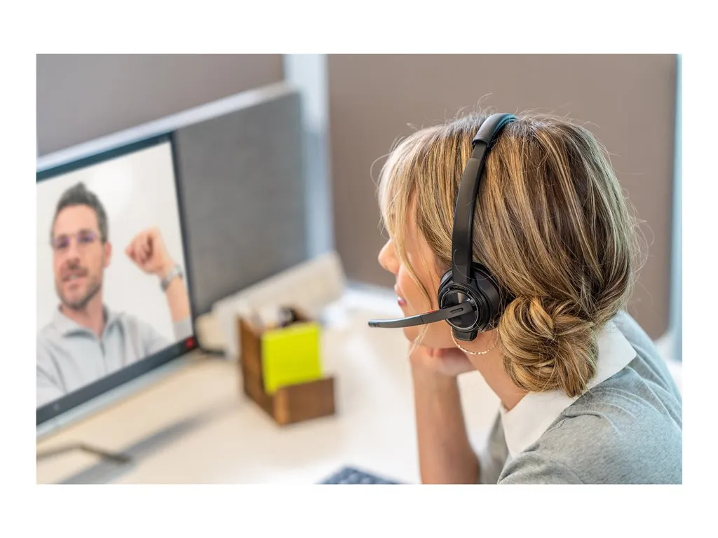 Poly Savi 8220 Office - Savi 8200 series - headset - on-ear - DECT - wireless - active noise canceling - black - TAA Compliant 7S4B5AA#ABA