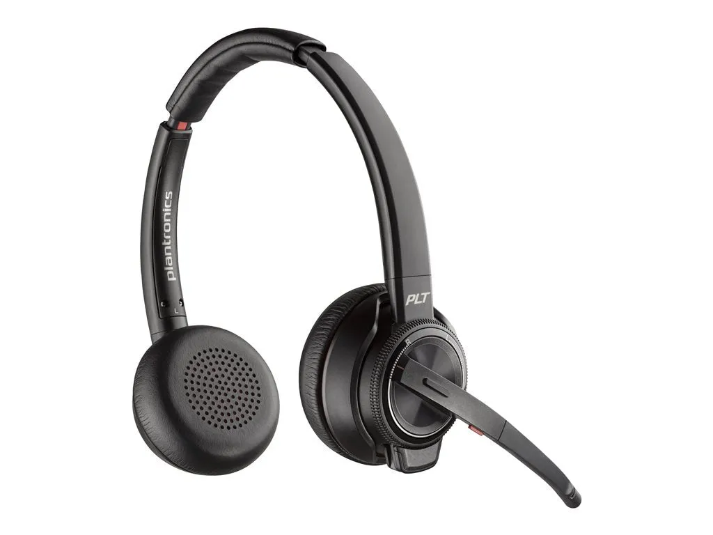 Poly Savi 8220 Office - Savi 8200 series - headset - on-ear - DECT - wireless - active noise canceling - black - TAA Compliant 7S4B5AA#ABA