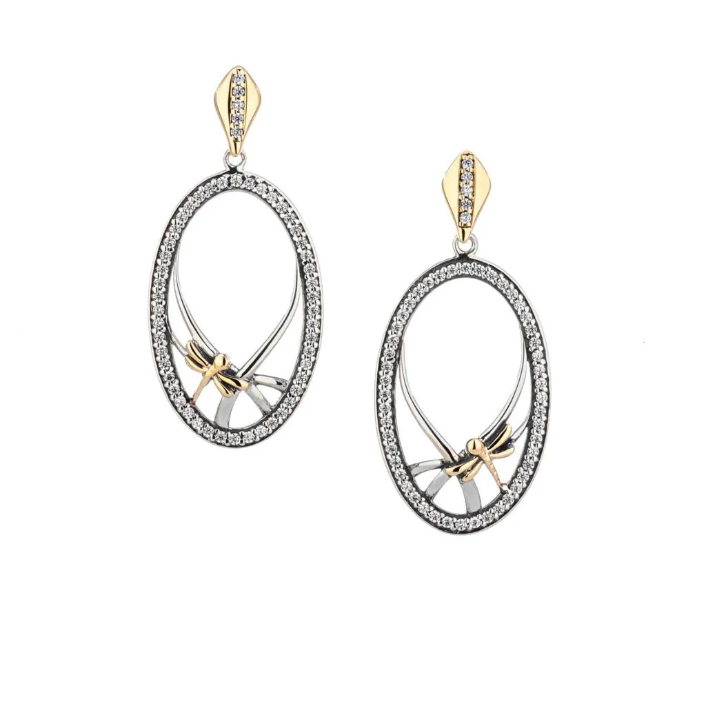 Silver and 10k Gold Dragonfly Gateway Post Earrings