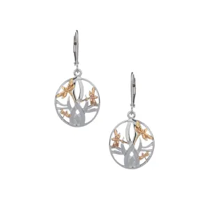 Silver and 10k Gold Dragonfly In Reeds Earrings