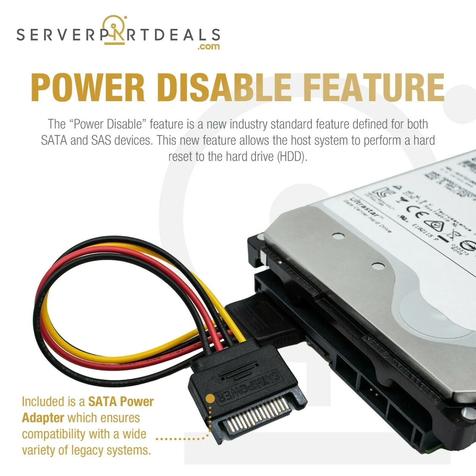 Western Digital Ultrastar DC HC550 WUH721818ALE604 0F38453 18TB 7.2K RPM SATA 6Gb/s Power Disable 3.5in Refurbished HDD