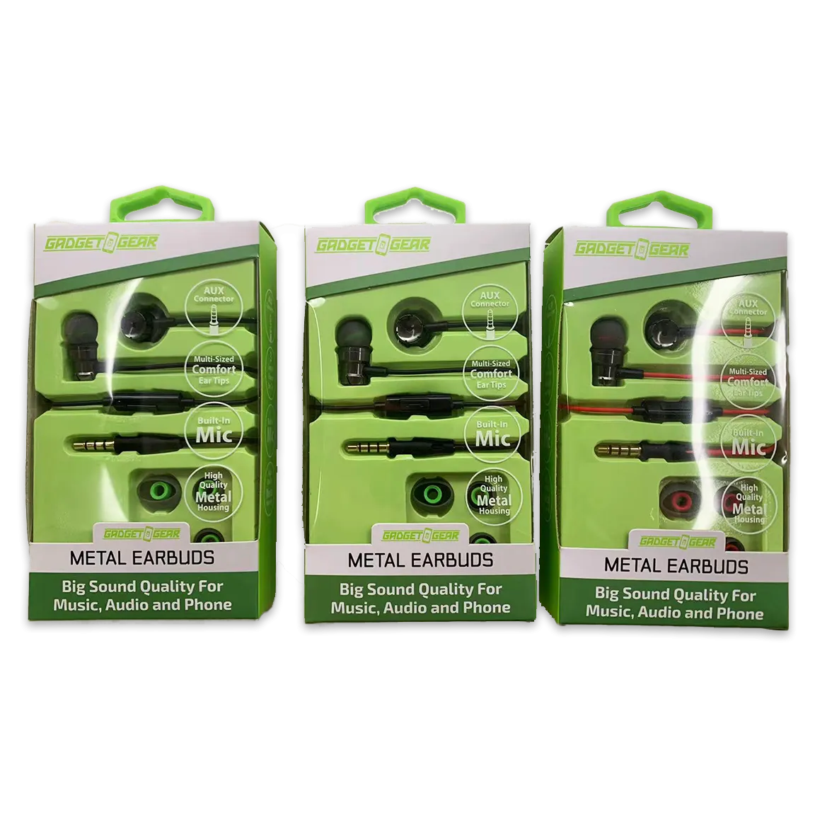 Wired Earbuds Metal with Mic - 3 Pieces Per Retail Ready Display 24641