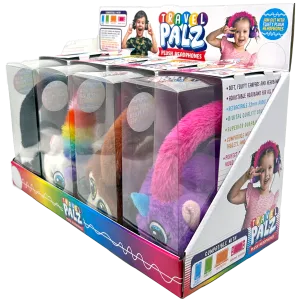 Wired Headphones Travel Pals Kids Plush with Retractable Cord - 4 Pieces Per Retail Ready Display 23699