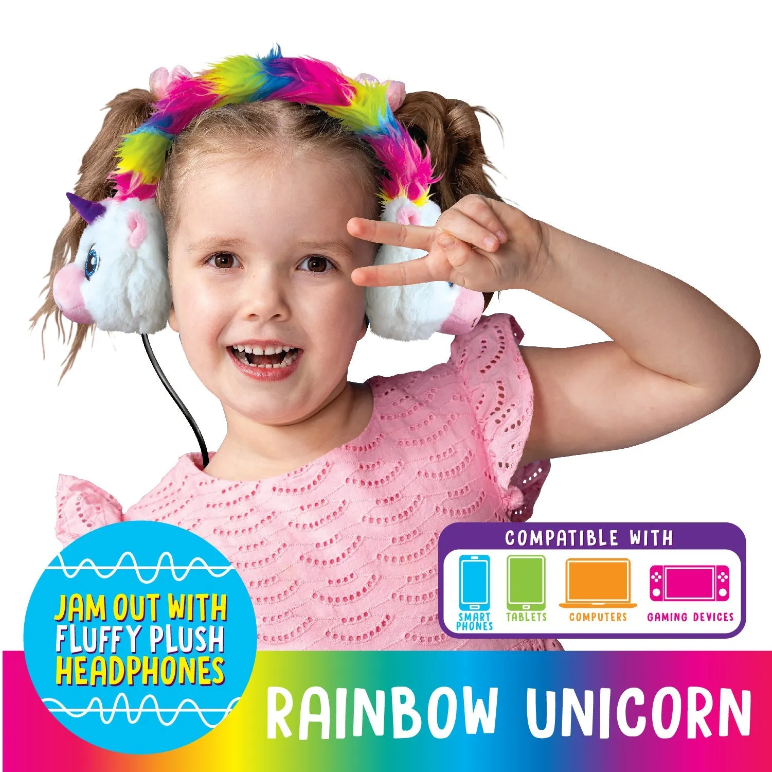 Wired Headphones Travel Pals Kids Plush with Retractable Cord - 4 Pieces Per Retail Ready Display 23699