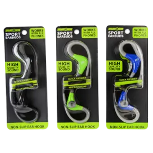 Wired Sport Earbuds With Mic  - 3 Pieces Per Pack 20777