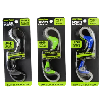 Wired Sport Earbuds With Mic  - 3 Pieces Per Pack 20777