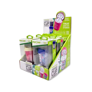 Wireless Earbuds with Coffee Cup Case - 6 Pieces Per Retail Ready Display 25286
