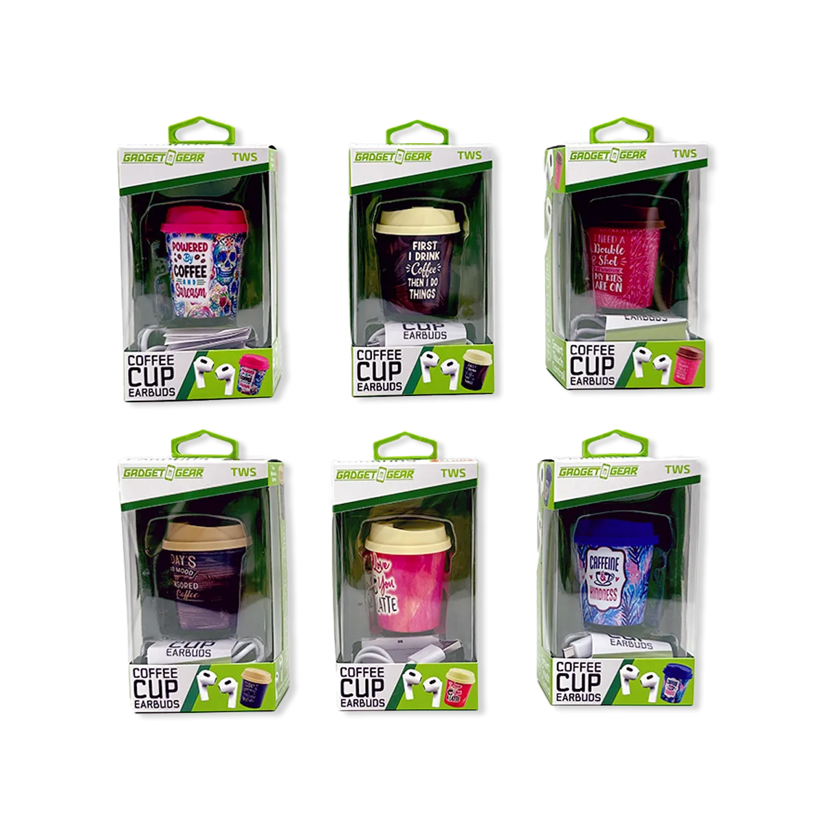 Wireless Earbuds with Coffee Cup Case - 6 Pieces Per Retail Ready Display 25286