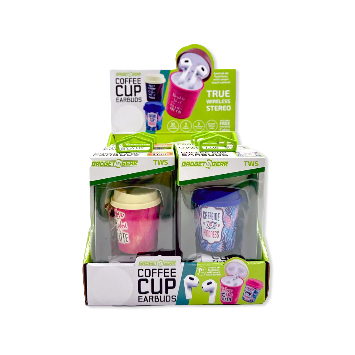 Wireless Earbuds with Coffee Cup Case - 6 Pieces Per Retail Ready Display 25286