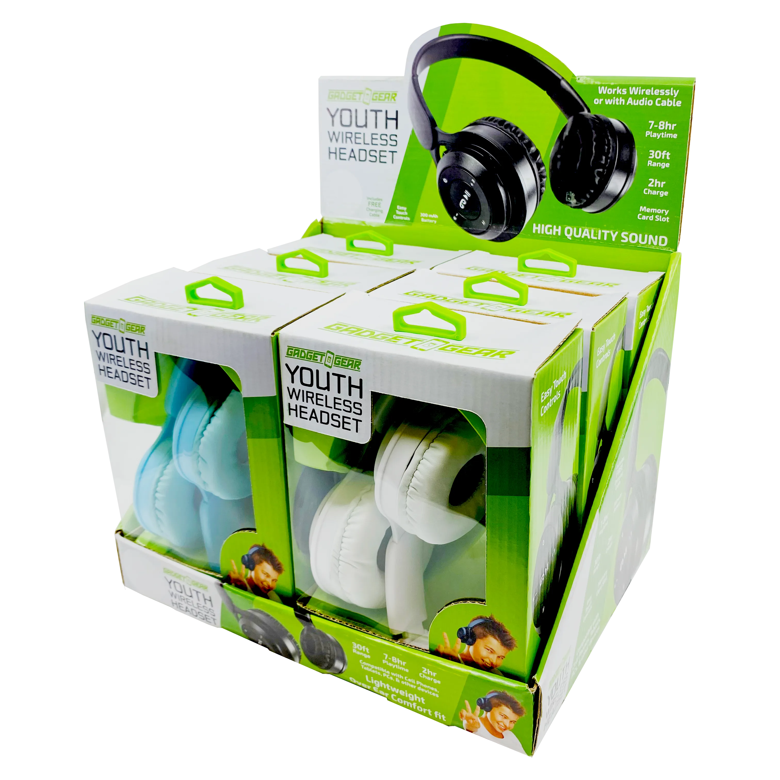 Wireless Headphones Youth with Aux Cable - 6 Pieces Per Retail Ready Display 23724