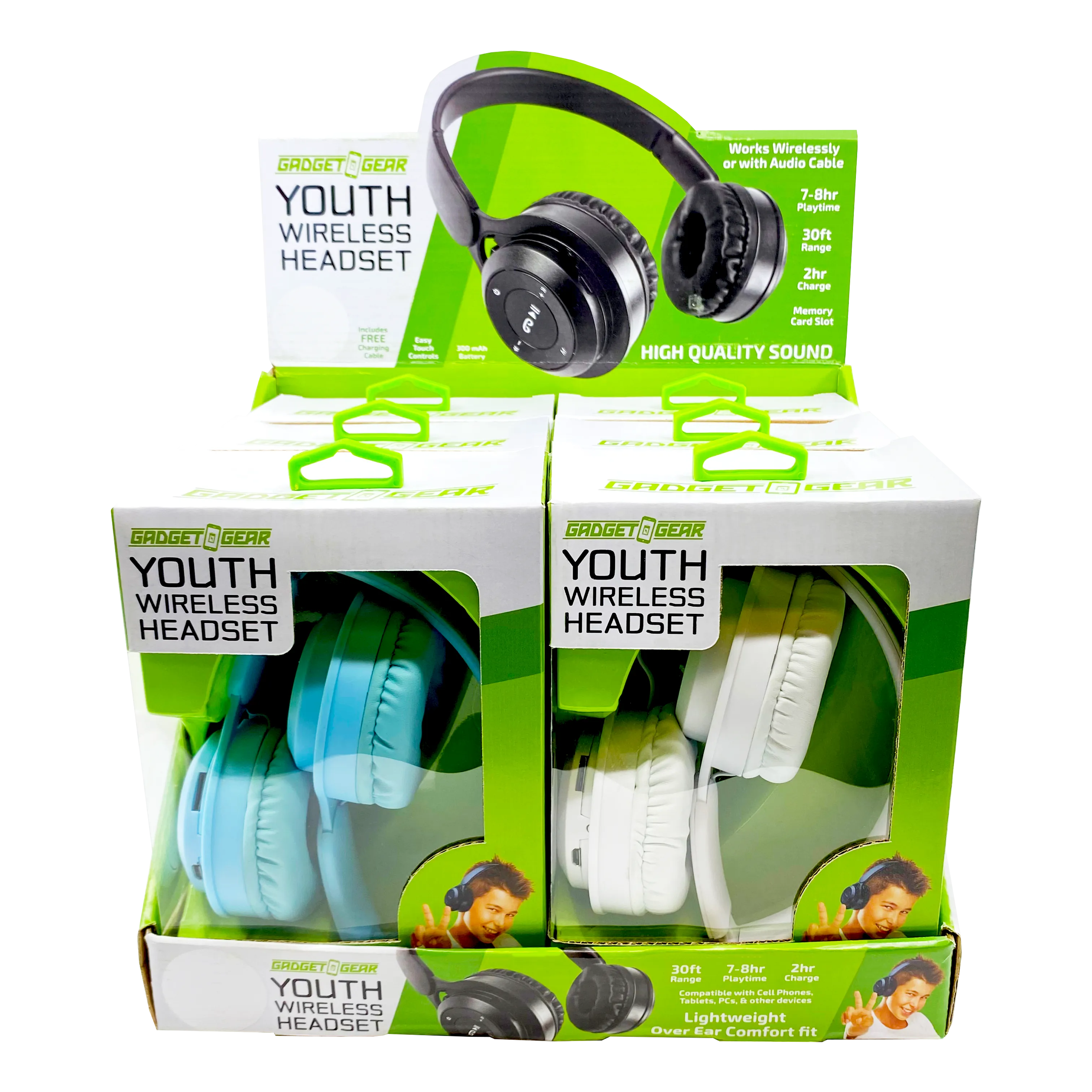 Wireless Headphones Youth with Aux Cable - 6 Pieces Per Retail Ready Display 23724